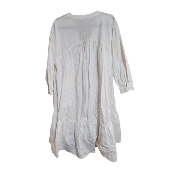 Zara Oversized White Poplin Tiered Midi Blogger Fave Dress XS NWOT - Picture 2 of 3